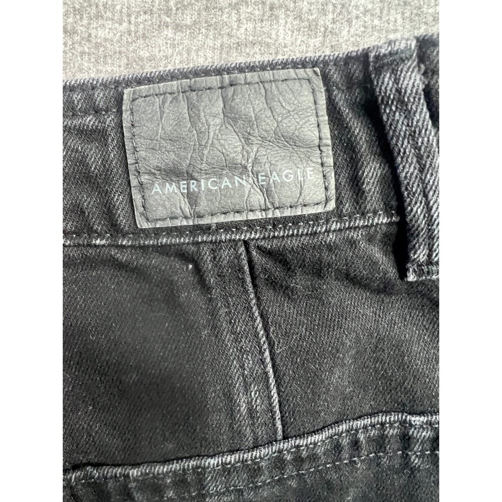 American Eagle HI Rise A Line Black Denim Button Front Mini Skirt Size 00 - Picture 8 of 11